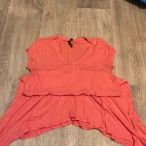 Pink/coral t-shirt dress.